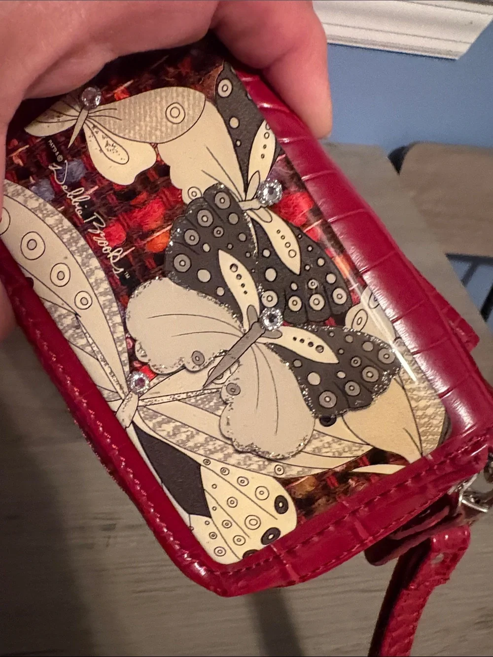 Debbie Brooks Red Butterfly Wristlet Wallet